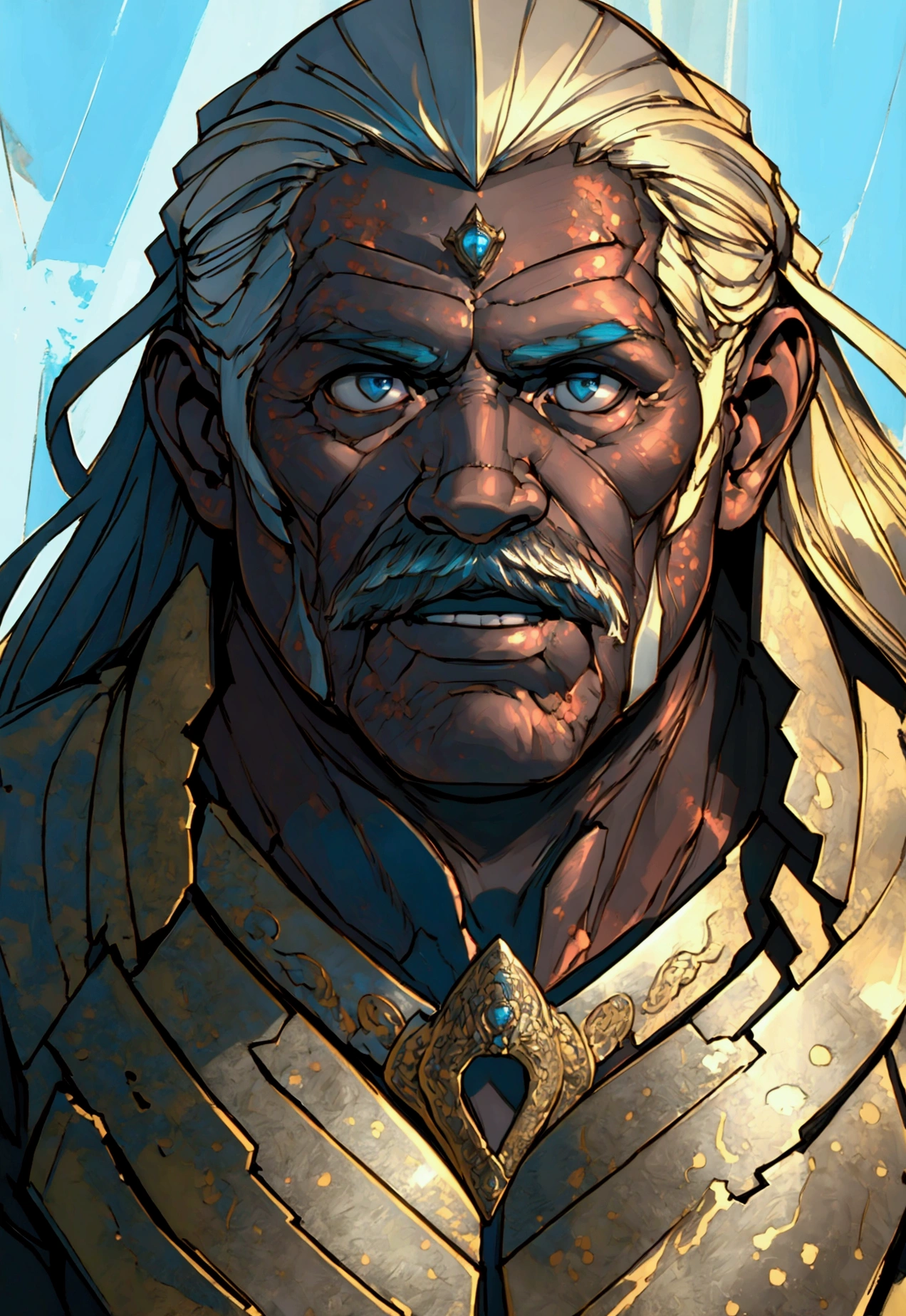 (best quality,highres,ultra-detailed,realistic:1.37),bronze statue, pointy ears,immense muscular old man,weathered face,wrinkled skin,strong build,expressive eyes,powerful physique,beard and mustache,life-sized,legendary figure,impressive presence,breathtaking details,monumental sculpture,ancient artifact,vibrant patina,glistening texture,dynamic pose,towering height,great strength,divine like,awe-inspiring,classic masterpiece,perfectly chiseled muscles,rugged features,timeless art,history personified,dignified and majestic,artistically crafted,sculpted beauty,commanding aura,stunning craftsmanship,expertly aged,grandiose pose,heavy solemnity,majestic storytelling,unforgettable monument,marvelous craftsmanship,imposing stature,ageless magnificence,godlike figure,eternal treasure