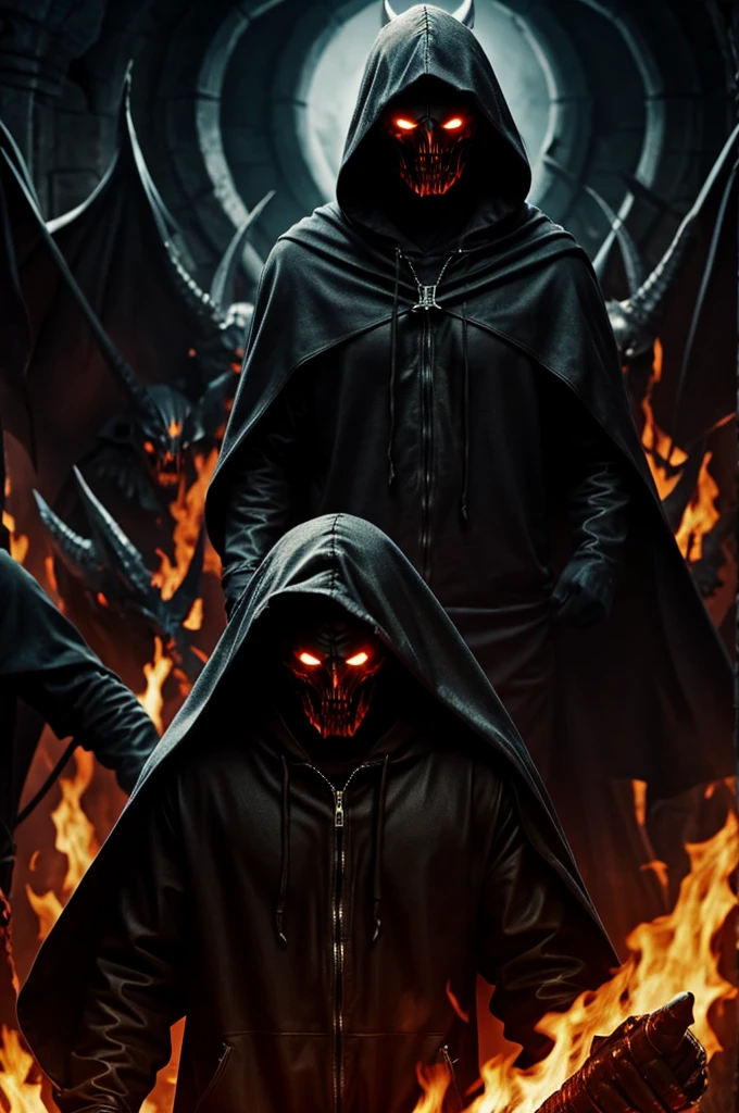 Hooded demons in hell