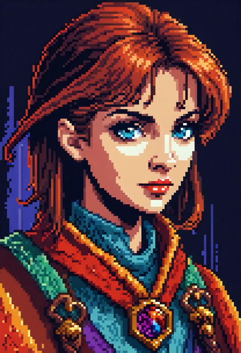 (((MS DOS colors))), 8bit pixelart portrait of a D&D character