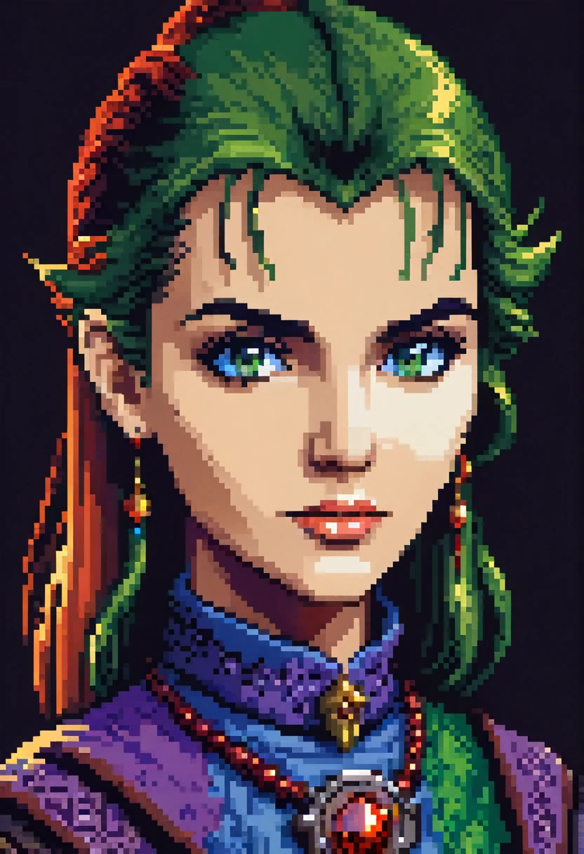 (((MS DOS colors))), 8bit pixelart portrait of a D&D character