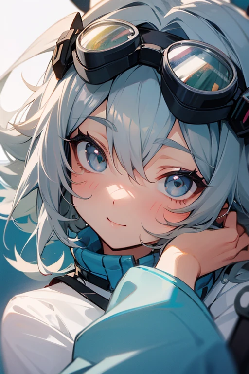 Gray Hair、cute、beauty、high school girl、(goggles)