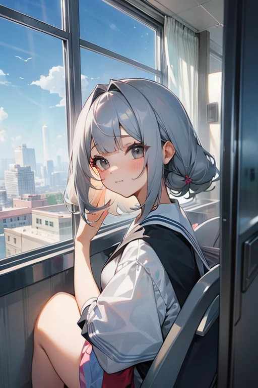 Gray Hair、cute、beauty、high school girl、