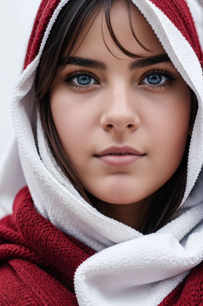 Cold girl covered with a blanket and her nose red 