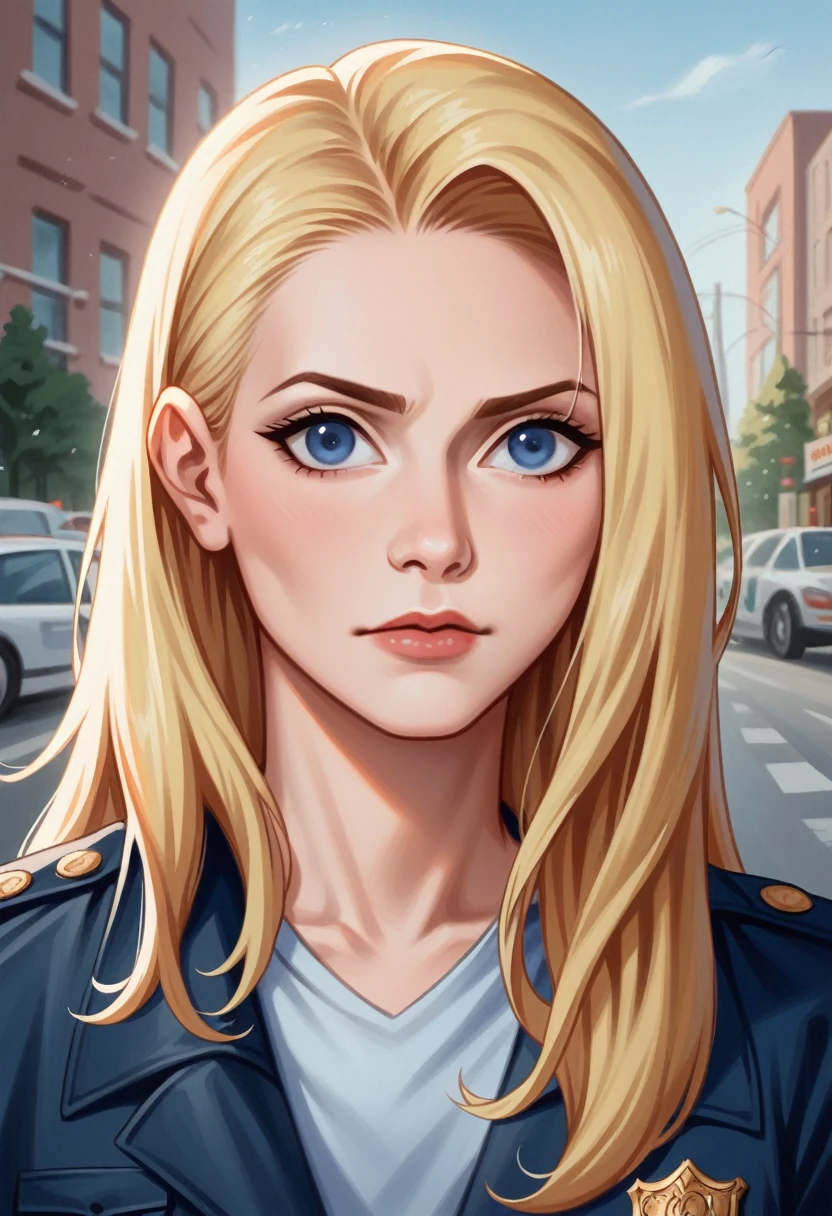 1girl portrait painting, Elle Fanning, Leprechaun, hair blonde, blue colored eyes, Civil police, upper body focus, investigation police, intricate, cinematic lighting, styled hair, cop movie, investigation genre, ARTISTIC CINEMATOGRAPHY, premium quality fancy movie color grading, upper-body shot, skin detailed, fancy, snowy urban city, model shoot style, (extremely detailed CG), photo of beautiful artwork, (Antonio Moro), (Jeremy Mann), high détail, sharp focus, Dramatic, oil painting, realisitic