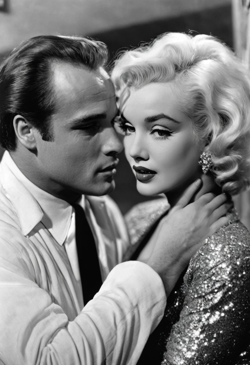 Actor Marlon Brando and Actress Marilyn Monroe as a couple