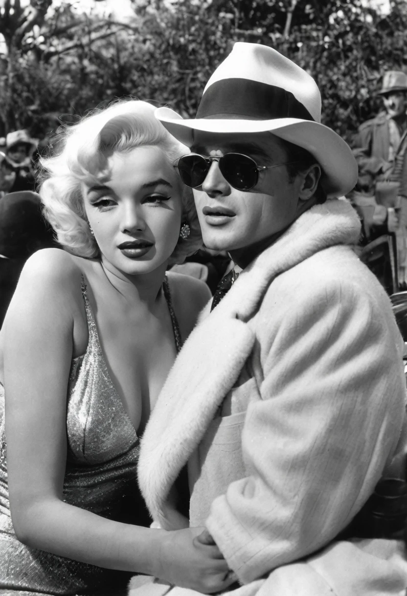 Actor Marlon Brando and Actress Marilyn Monroe as a couple