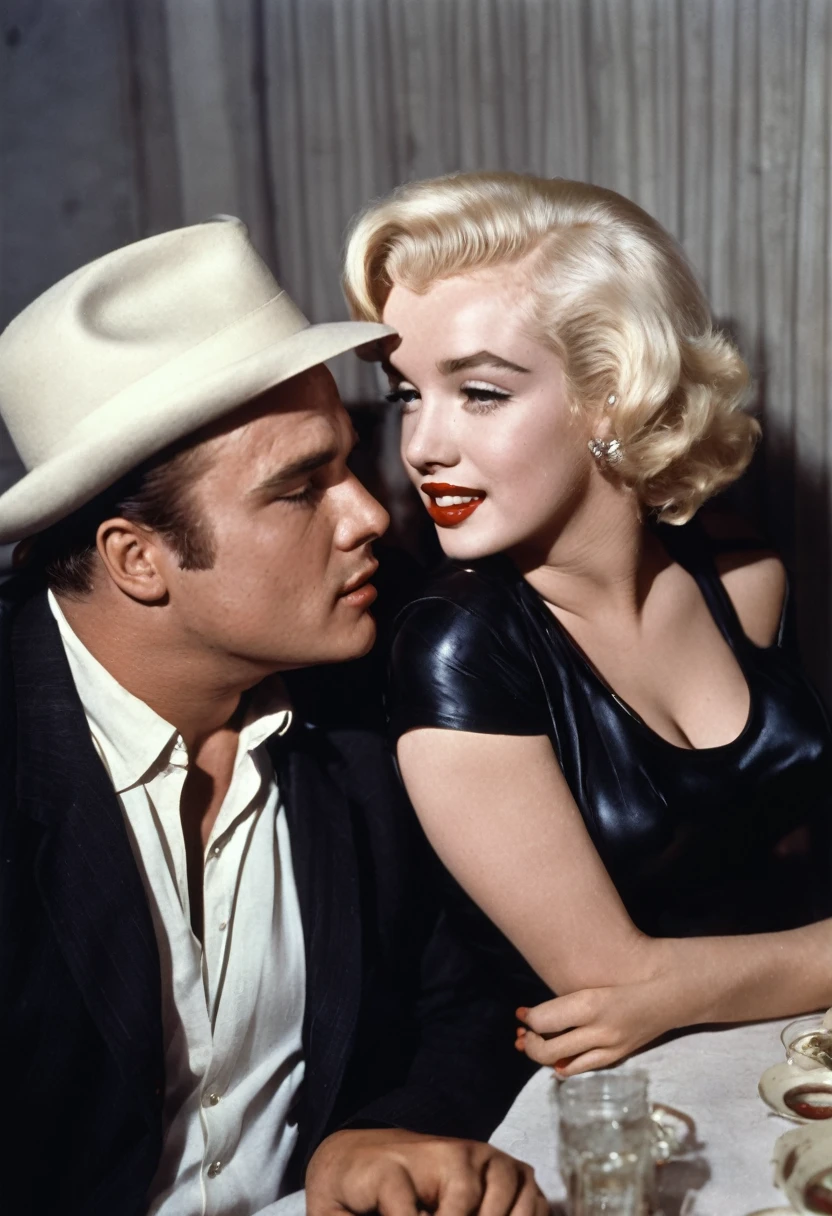 Actor Marlon Brando and Actress Marilyn Monroe as a couple