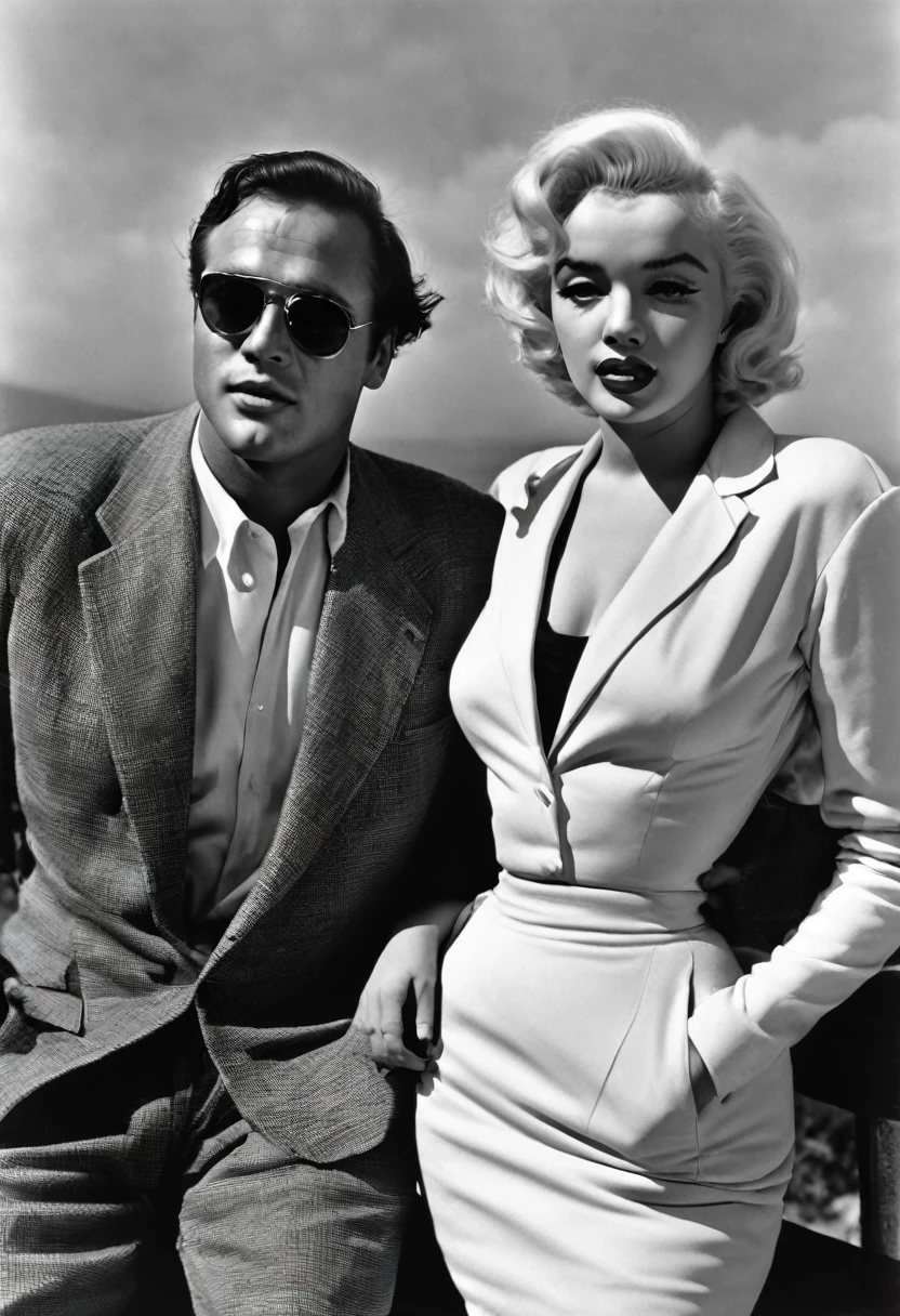Actor Marlon Brando and Actress Marilyn Monroe as a couple