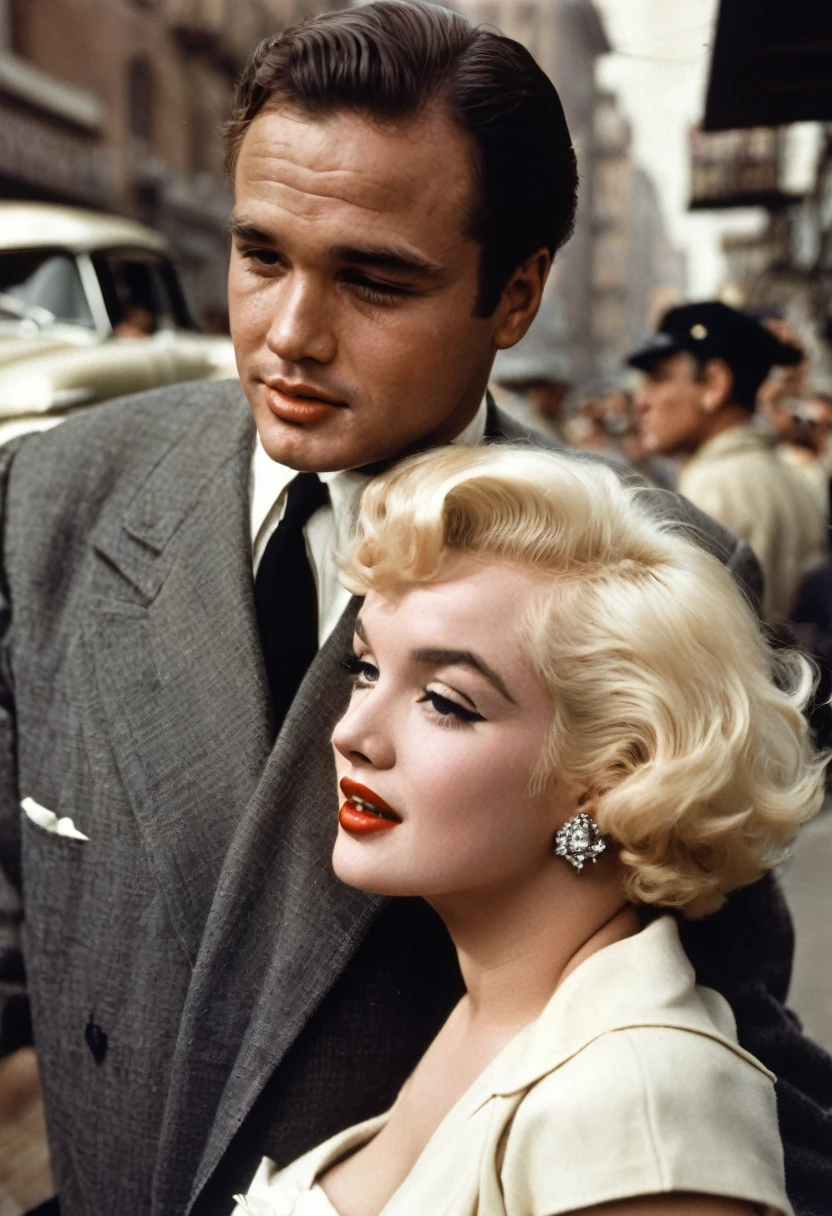 Actor Marlon Brando and Actress Marilyn Monroe as a couple