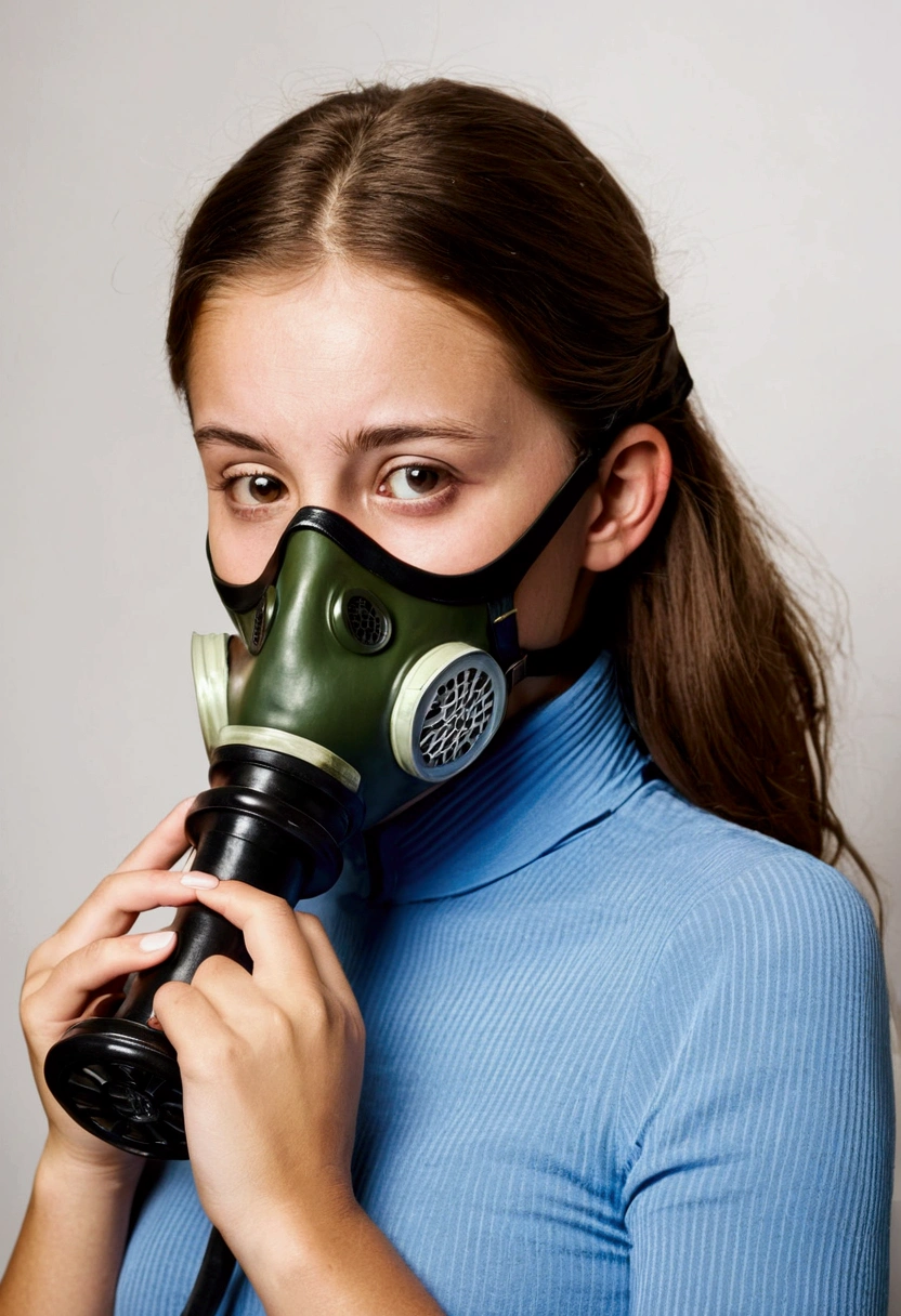 girl fart gas mask foul smell ass discomfort choking 