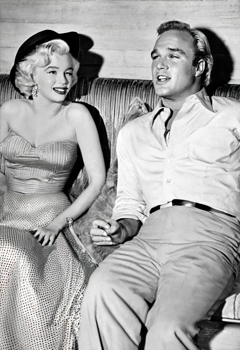 Actor Marlon Brando and Actress Marilyn Monroe as a couple