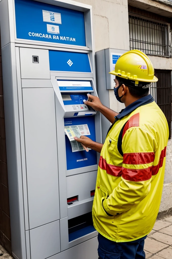 Honduran firefighter trying to withdraw money from a Banco ficohsa ATM