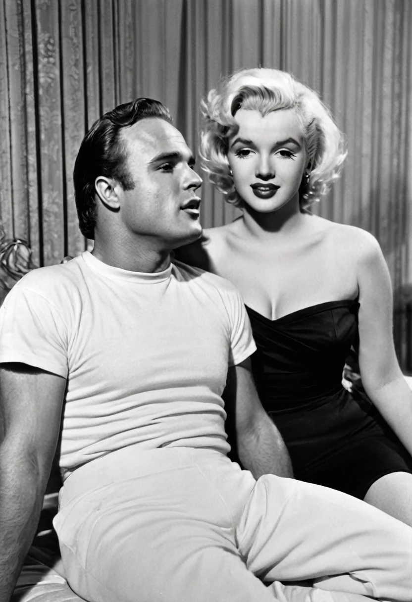Actor Marlon Brando and Actress Marilyn Monroe as a couple