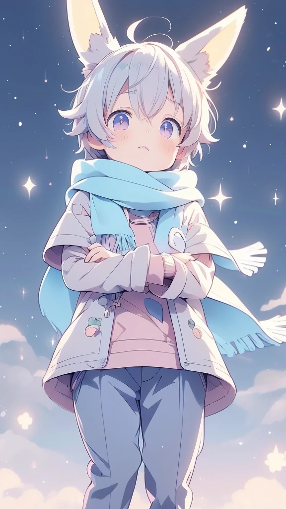 a cartoon picture of a boy with a rabbit ears and a scarf, official anime artwork, key anime visuals, key anime art, official art, anime cover, key anime visual, anime boy, cute anime, today's featured anime still, trending on artstation pixiv, anime wallaper, anime lush john 8k woods, anime background, anime wallpaper 4 k
