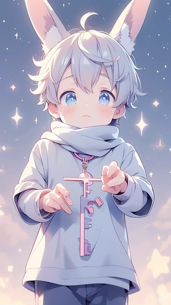 a cartoon picture of a boy with a rabbit ears and a scarf, official anime artwork, key anime visuals, key anime art, official art, anime cover, key anime visual, anime boy, cute anime, today's featured anime still, trending on artstation pixiv, anime wallaper, anime lush john 8k woods, anime background, anime wallpaper 4 k