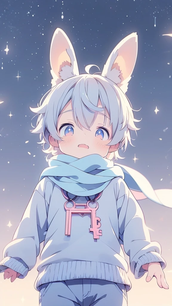 a cartoon picture of a boy with a rabbit ears and a scarf, official anime artwork, key anime visuals, key anime art, official art, anime cover, key anime visual, anime boy, cute anime, today's featured anime still, trending on artstation pixiv, anime wallaper, anime lush john 8k woods, anime background, anime wallpaper 4 k