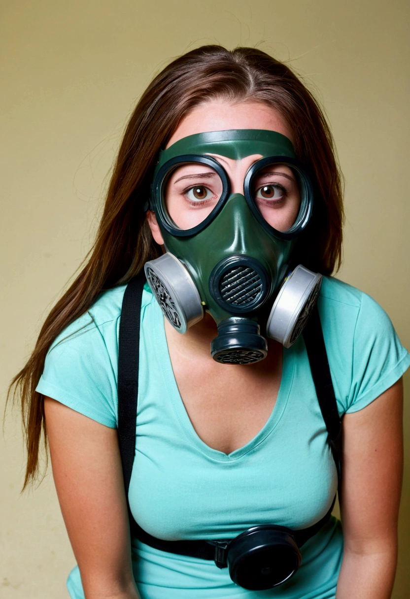 girl with gas mask ass fart fart fart to face choking discomfort bad smell fart fart