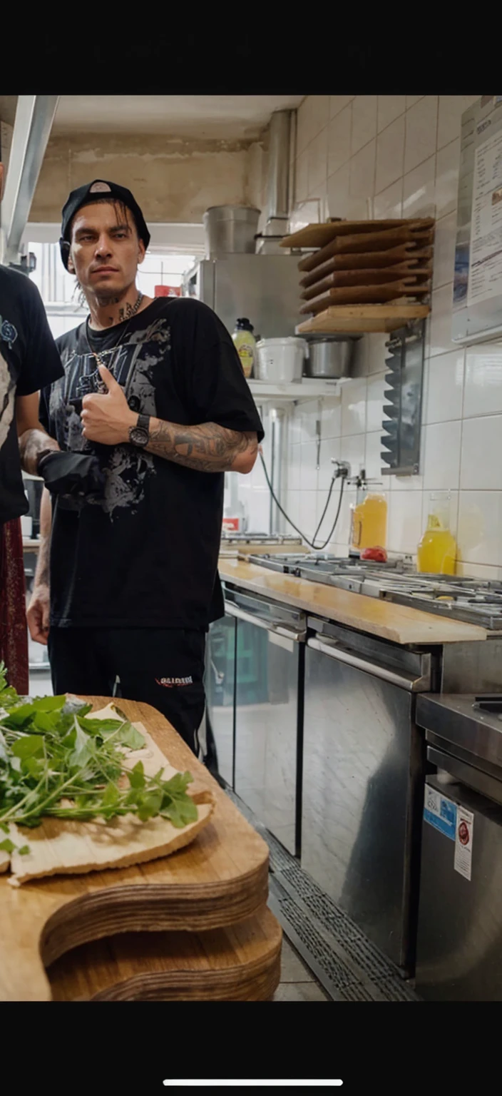 Make the person in the picture look like a thug and make an evil expression