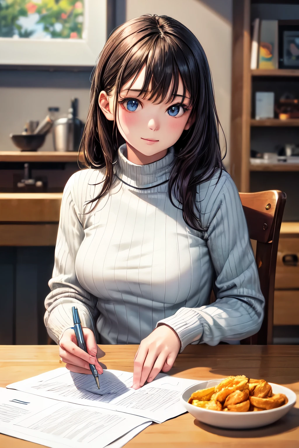 ((best qualityer)), ((work of art)), (detailded), 1 girl, ombro to ombro sweater,