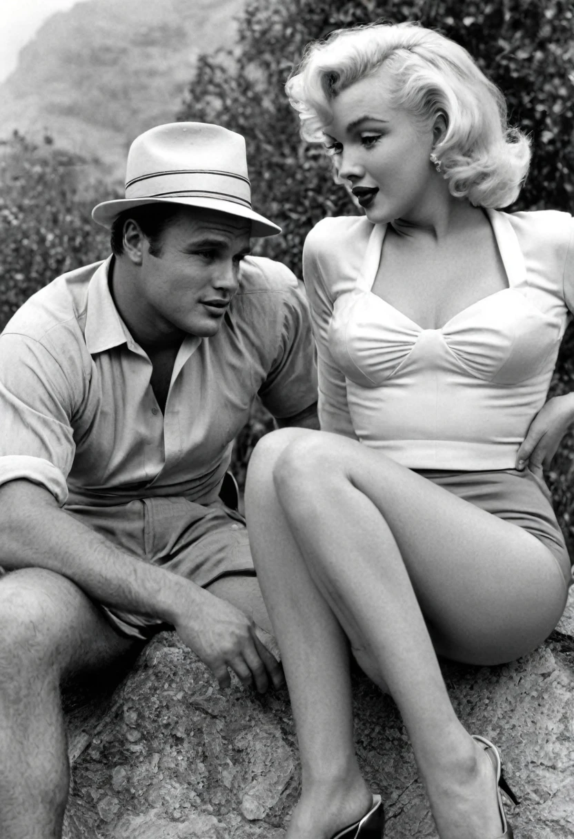 Actor Marlon Brando and Actress Marilyn Monroe as a couple 