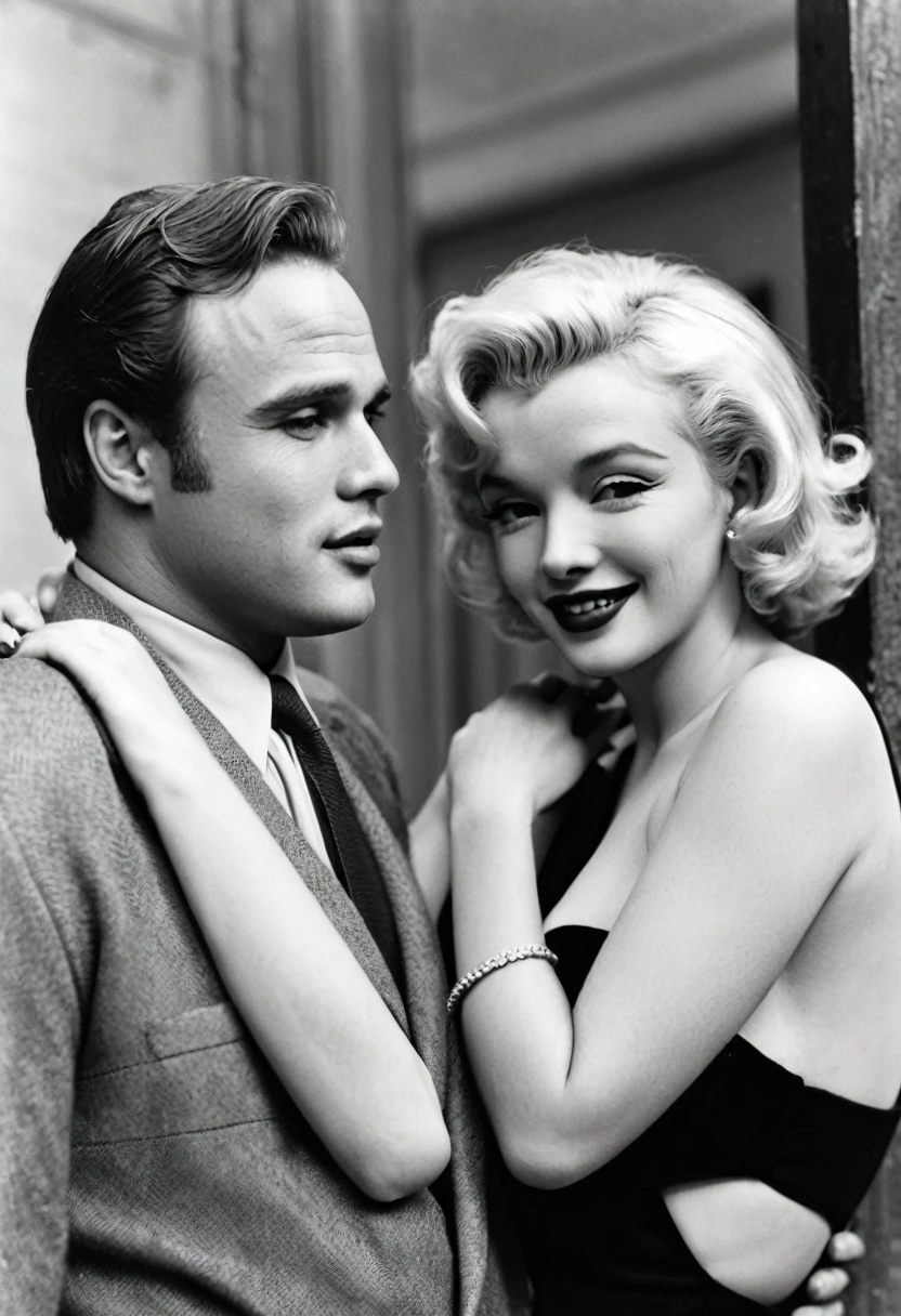 Actor Marlon Brando and Actress Marilyn Monroe as a couple