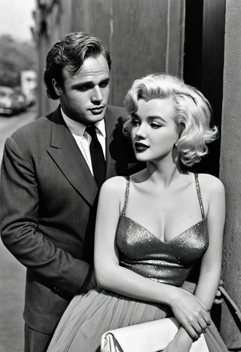 Actor Marlon Brando and Actress Marilyn Monroe as a couple