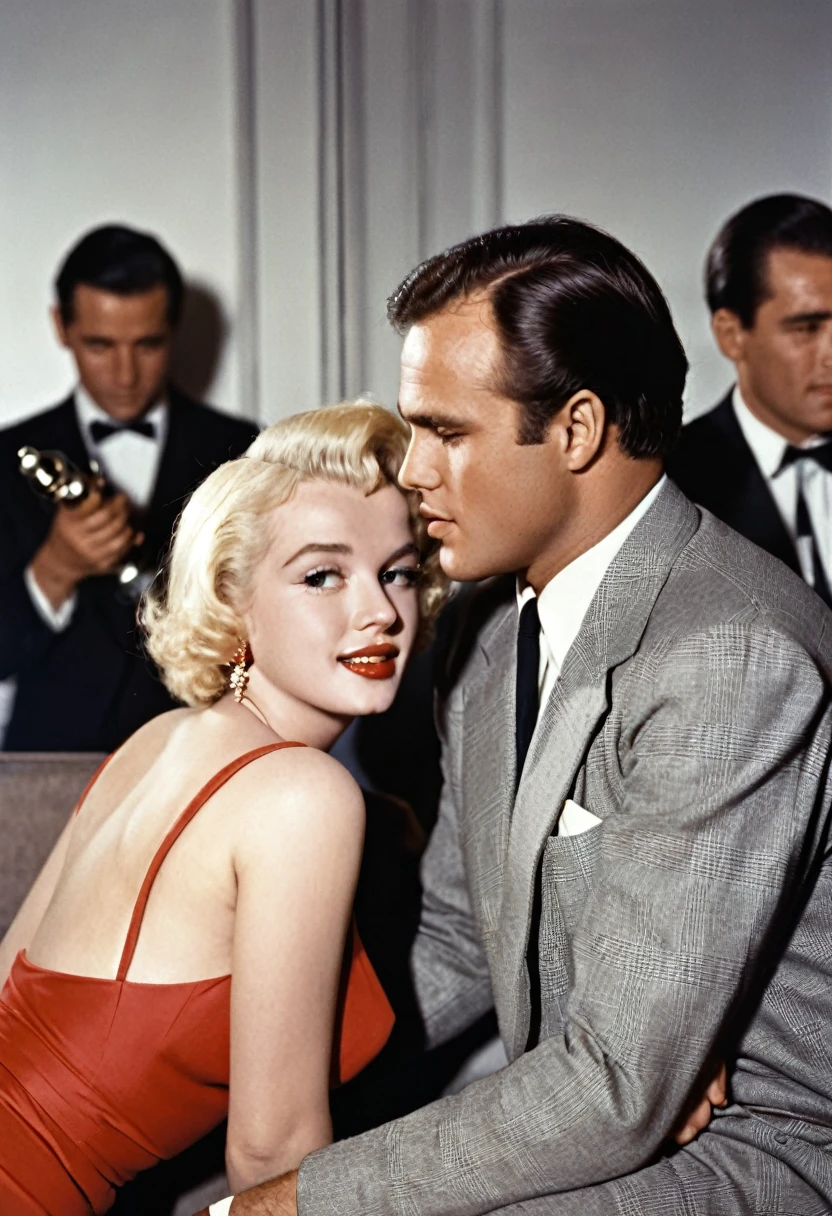 Actor Marlon Brando and Actress Marilyn Monroe as a couple