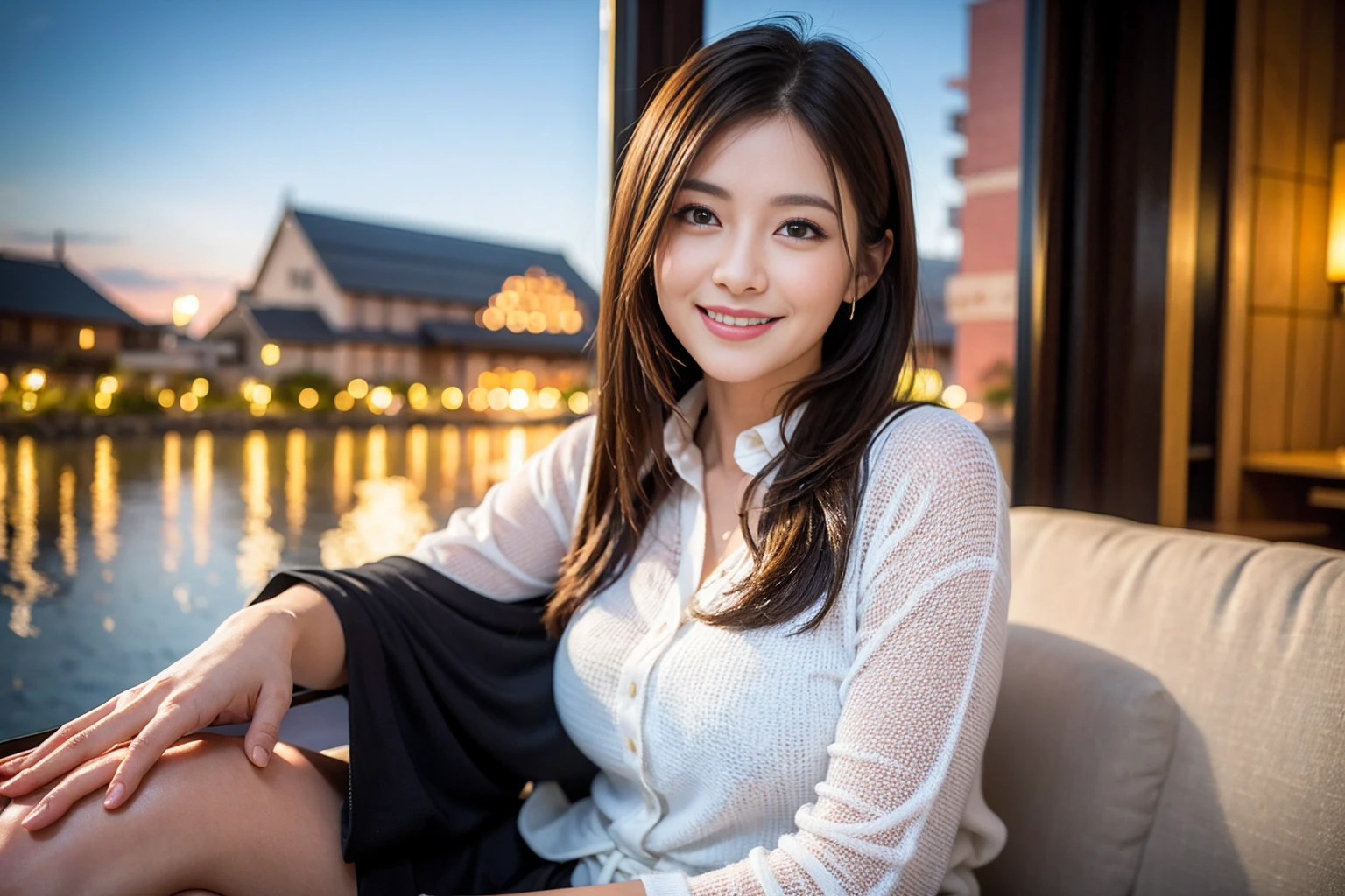 ((Highest quality、8k、masterpiece:1.3))、Shortcuts、cute、slimカップル、modelカップル、actress男優、(Realistic, Intricate details:1.2), full-course dinner、wine 、Amazing view of the sunset sky and clouds、A bright smile、short hair,Bright Face、 (45 years old), 42 years old, 赤wine 、Appetizers、Italian food、wine bottle、Champagne、スパークリングwine、Two beauties、Brown Hair、Shortcuts、Long sleeve shirt、dress、Beautiful woman 1, (slimな顔), (The body is slim), (Brown Hair), (Shortcuts), cheeks turn a little red,Attractive beauty、restaurant, In a prominent place (From the waist up) Nova Frog Style, actress, model, Upper Body, 白wine, slim, wineグラス, 中央に置かれたwineグラス, smile, (smile: 1.15), Beautiful fine grain, Depth f/2,saturation, High Contrast, Strong light and shadow,Moist Body:1.5、3D texture、Delicate eyes、Brown Hair、The hair is very shiny、