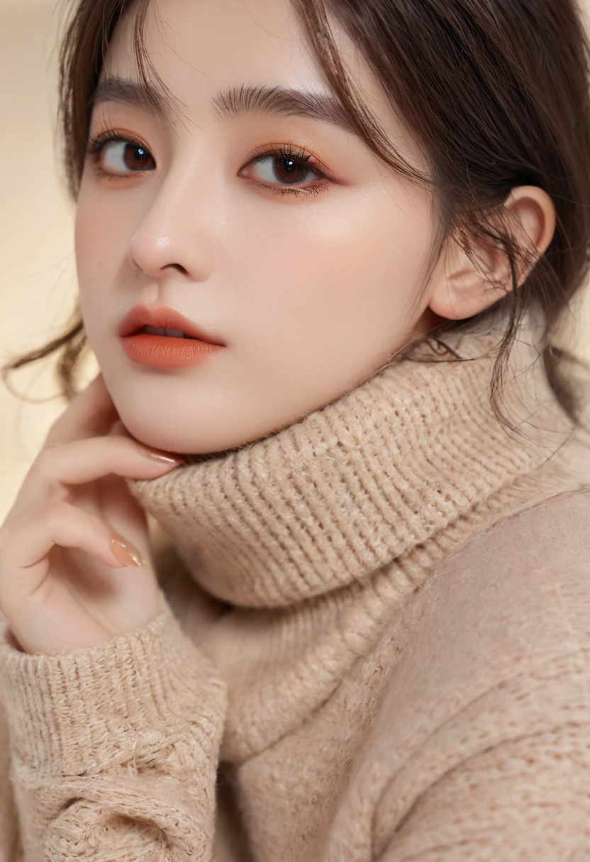(8K, best quality, masterpiece:1.2), (Practical, photoPractical, photo-Practical:1.37), Extremely detailed, Beautiful and delicate eyes, Beautiful and delicate nose, Small Breasts, masterpiece, Midwinter,,1 Girl, Solitary,Practical, black eyes, Lips, Brown eyes, Delicate face, Facing the Focus, Thin face,