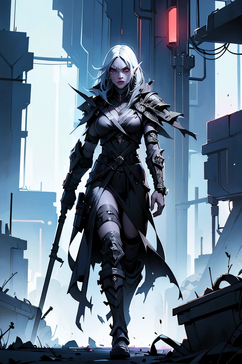 warrior, apocalyptic style wizard, Cyberpunk