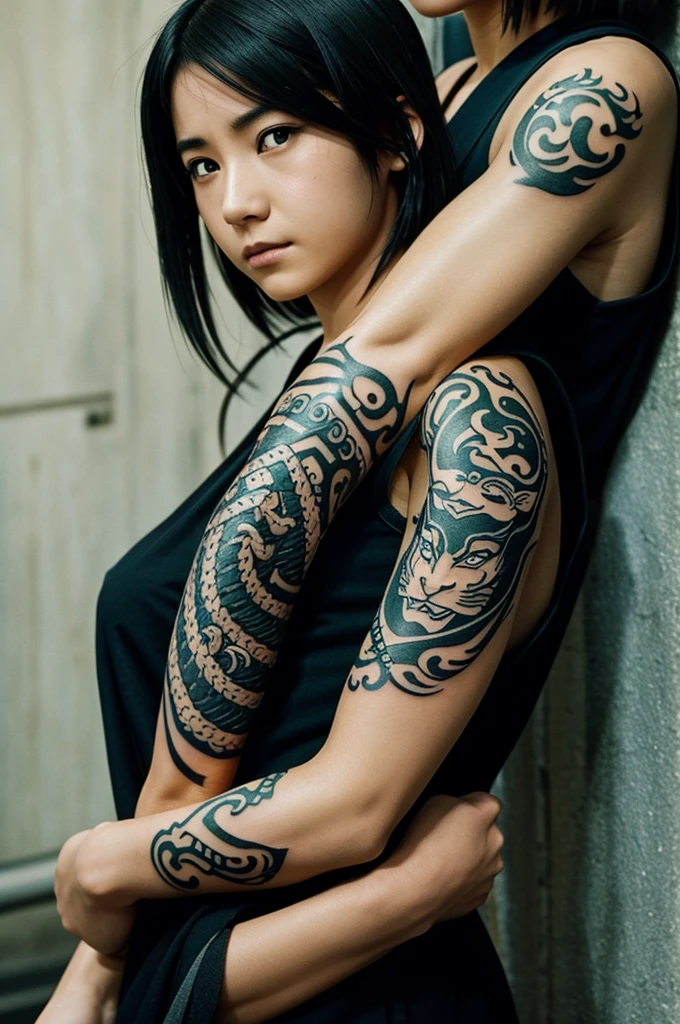 You could get a tattoo on an arm of the dragon Haku from the movie Spirited Away 