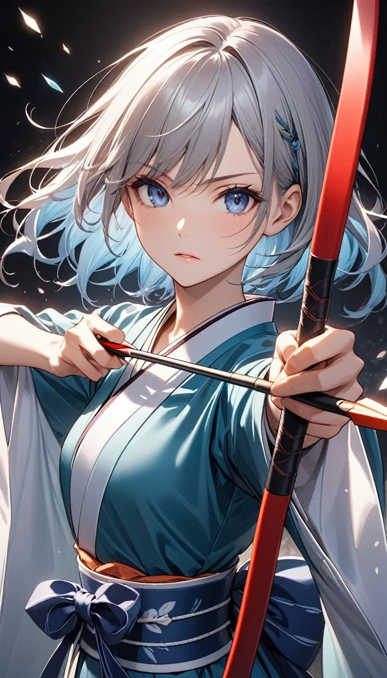 kyudo, Japanese Fantasy, Japanese mythology, Shooter'theme, Vibrant colors,
BREAK 弓Arrowで獲物を狙う弓兵, If that day, heaven'Maga Ancient Bow, Tianyu々Arrow, Vivid transparent colors,
Break: Quick and delicate movements, Arrowを曳く手を詳細で正確に描写, Anatomically correct,
BREAK Elastic bow movement, 一本のArrowを放つ, 精巧で真っすぐな一本のArrow, Arrowを放つ瞬間, moment,
Put the kimono over one shoulder、Take it off with both hands., Detailed and attractive skin textures, Moderately toned upper body,
Blake Sharp Expression, A sharp gaze glaring at its prey, concentrate, Calm, silence, Nervous, confidence,
BREAK 解き放たれたArrow, Just one, View your viewers, Dynamic Motion Blur, High Contrast, Transparent full-color holographic coating, Vibrant colors,
Blake Professional Artwork, sharp, Thin lines by a professional illustrator, Powder coating with a three-dimensional effect, Dramatic indirect lighting, A dark background to make your subject stand out,
Break: Detailed and realistic texture, Dynamic Hot, Wide Shot, Fine spray work, highest quality render, 審美的な神器の弓Arrow,