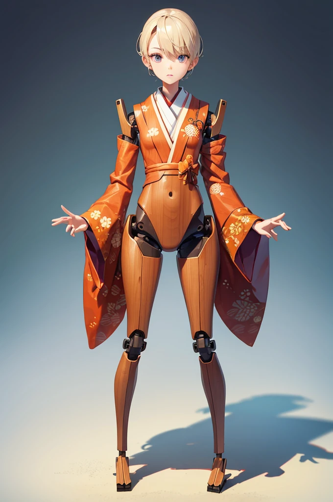 Wooden Humanoid Robot,Wood grain body,Made to resemble a girl,wear the kimono,Young