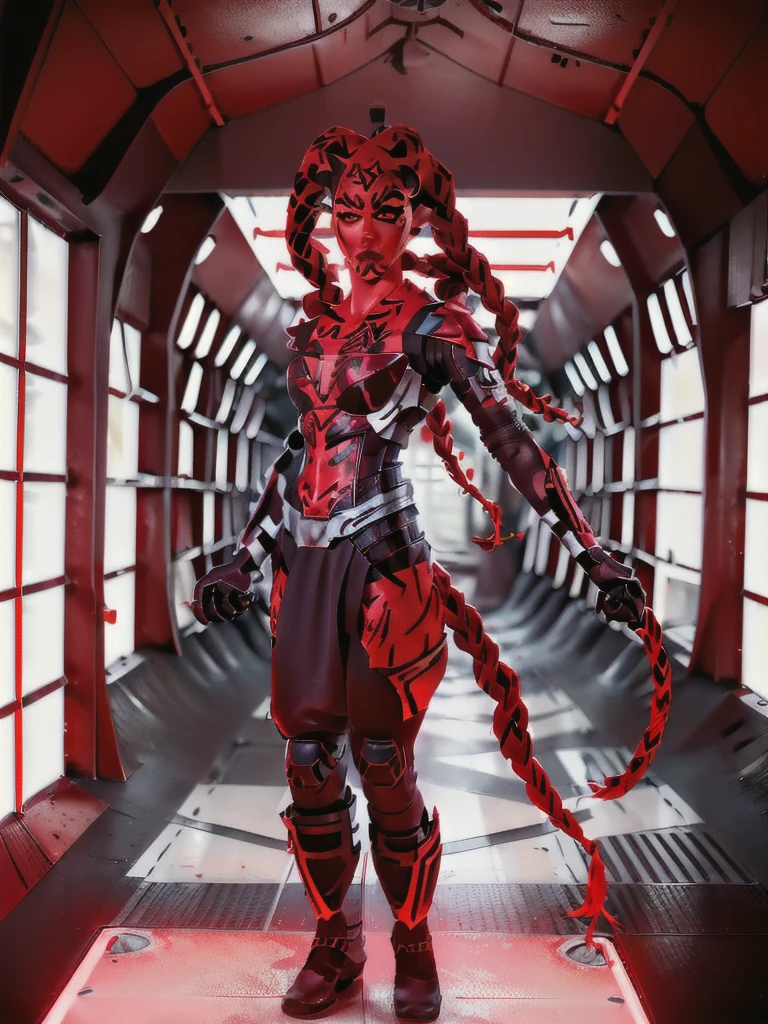 1 Girl、Lifeguard ((glowing eyes, red eyes)), Medium Bust、solo、red Hair、Braid、Mobile Race Suit、Shoulder Armor、ceiling、Wide Shot、Looking Ahead、zipup suit 、Closed Mouth、Highest quality、medium quality、22 years old、Mobile Trace System、cockpit、Asian、CyborgCosplay
