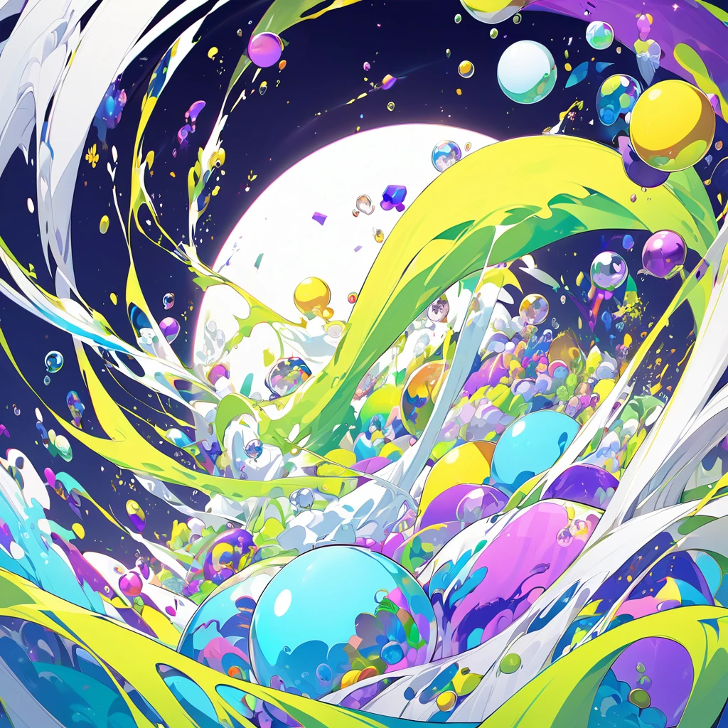 Bubble Realm Art, changed, yellow,green,Oil