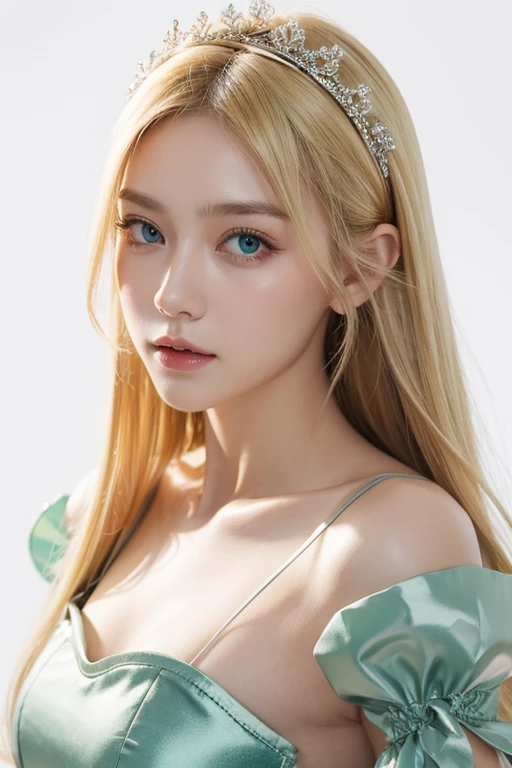(masterpiece:1.2), (absurd), (Delicate face),(Delicate eyes), (best quality) (traditional media:1.2) , (White background), Upper Body, (Poker face), Altria_Pendragon_(destiny), Know, armor, Blonde Hair, Gloves, Green Eyes, Headband, armored dress, Ahog, Blue Dress,