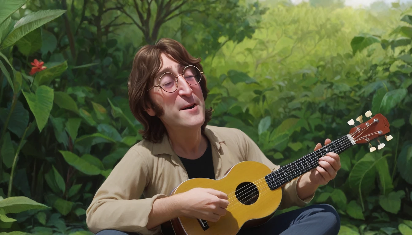 John Lennon tocando Ukulelê, by Genevieve Naylor