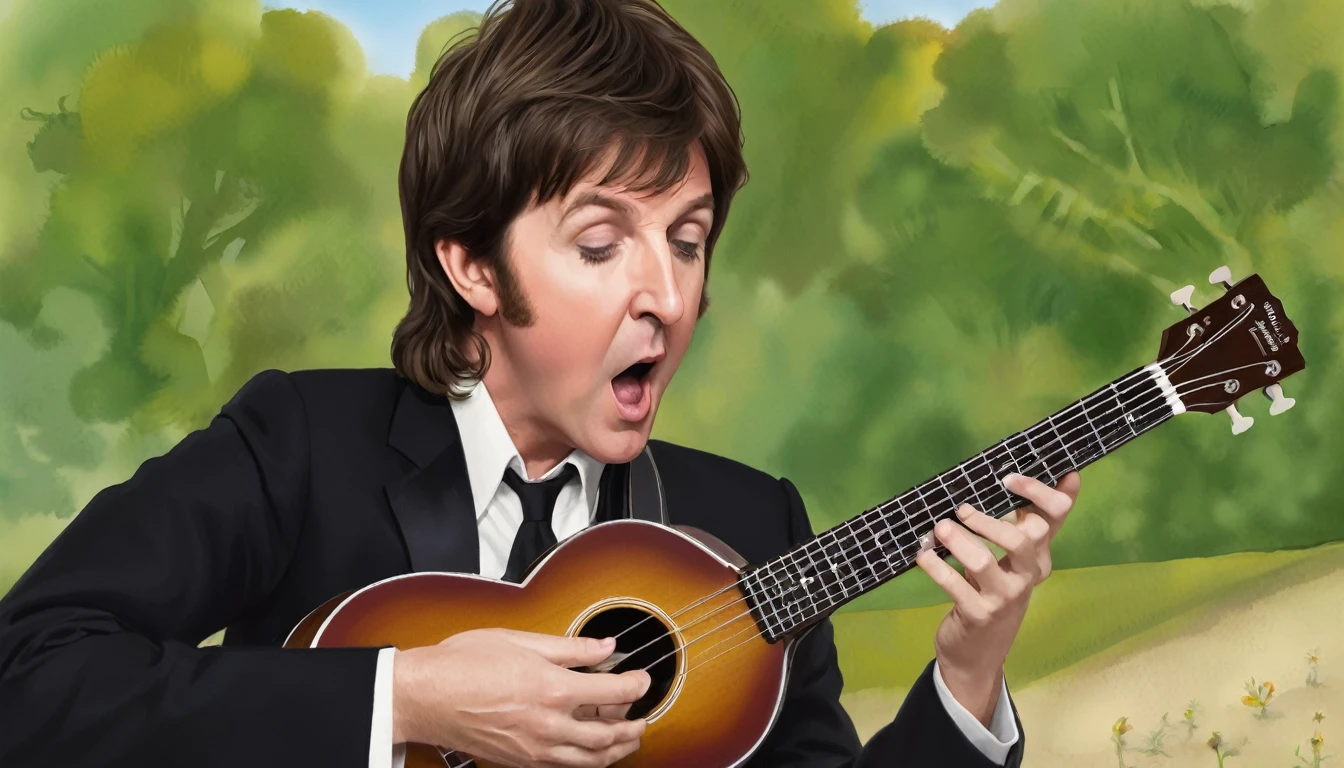 Paul McCartney tocando Ukulelê, by Genevieve Naylor