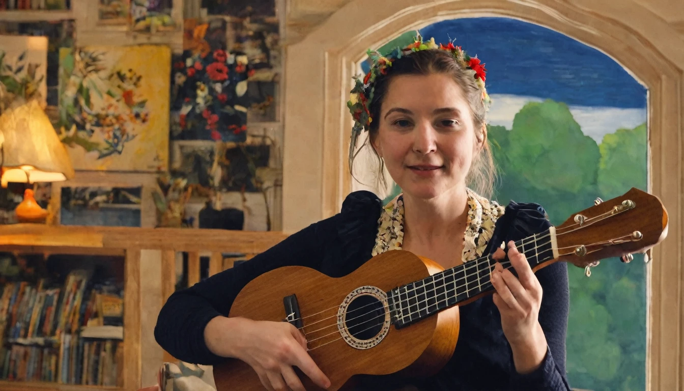 Genevieve Naylor playing Ukulele, by Genevieve Naylor