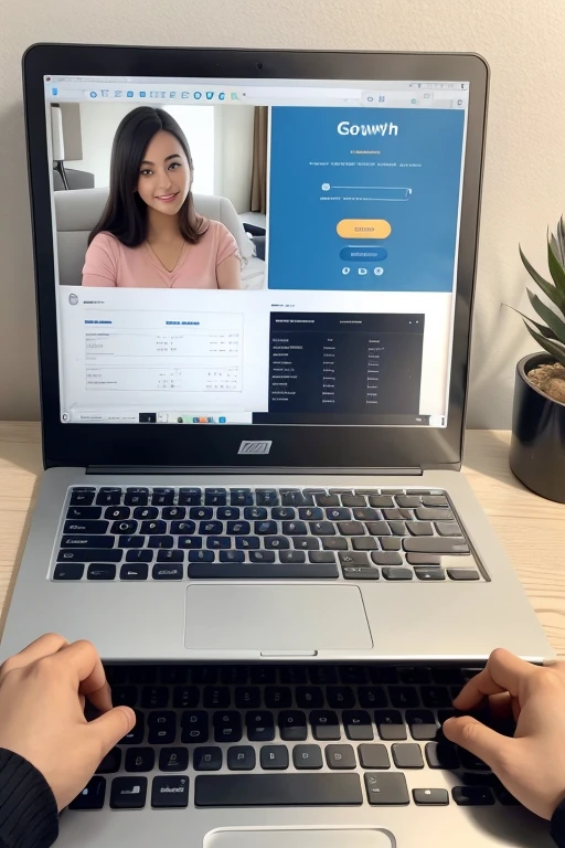 Image of a person using a laptop with growth charts