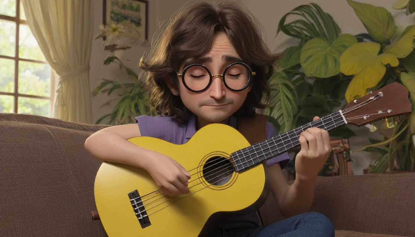Old John Lennon tocando Ukulelê, by Genevieve Naylor