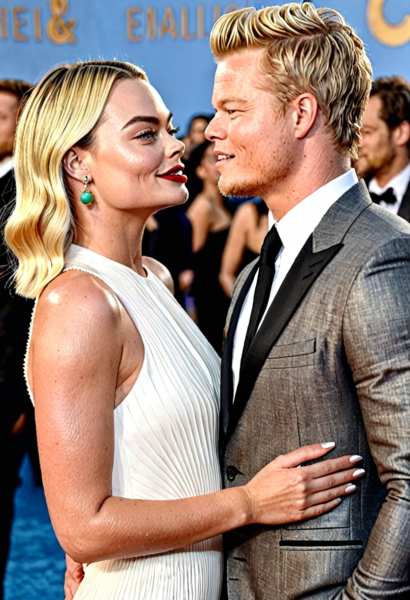 Actress Margot Robbie and Actor Christopher Egan as a couple and pure elegance