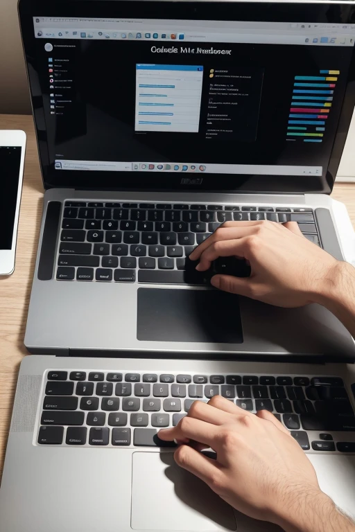 Image of a person using a laptop with growth charts