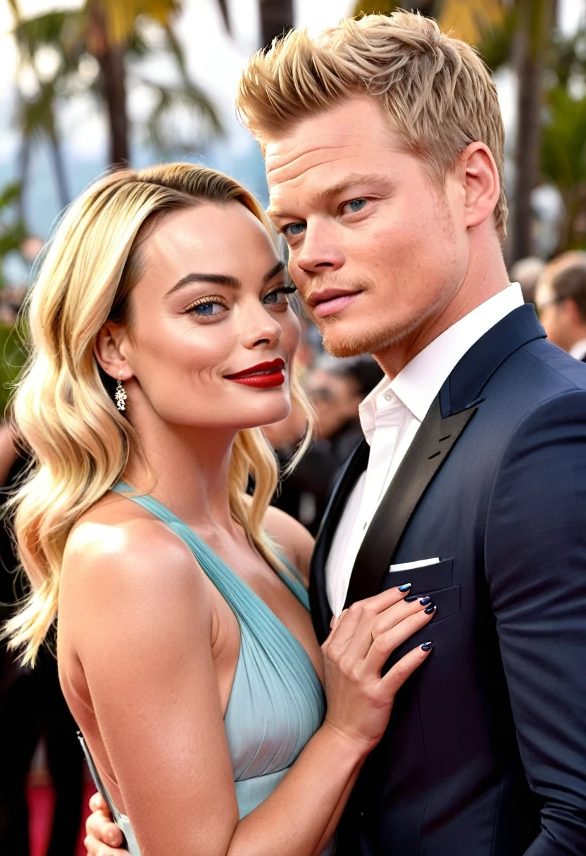 Actress Margot Robbie and Actor Christopher Egan as a couple and pure elegance 