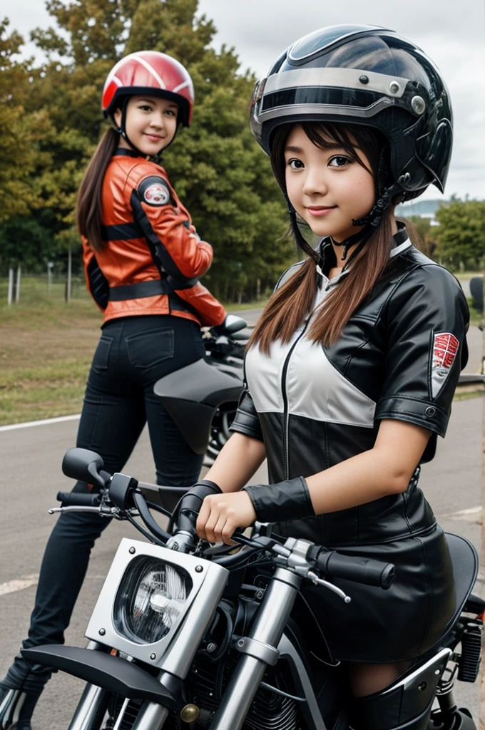 Anime girl in a helmet on a motorcycle