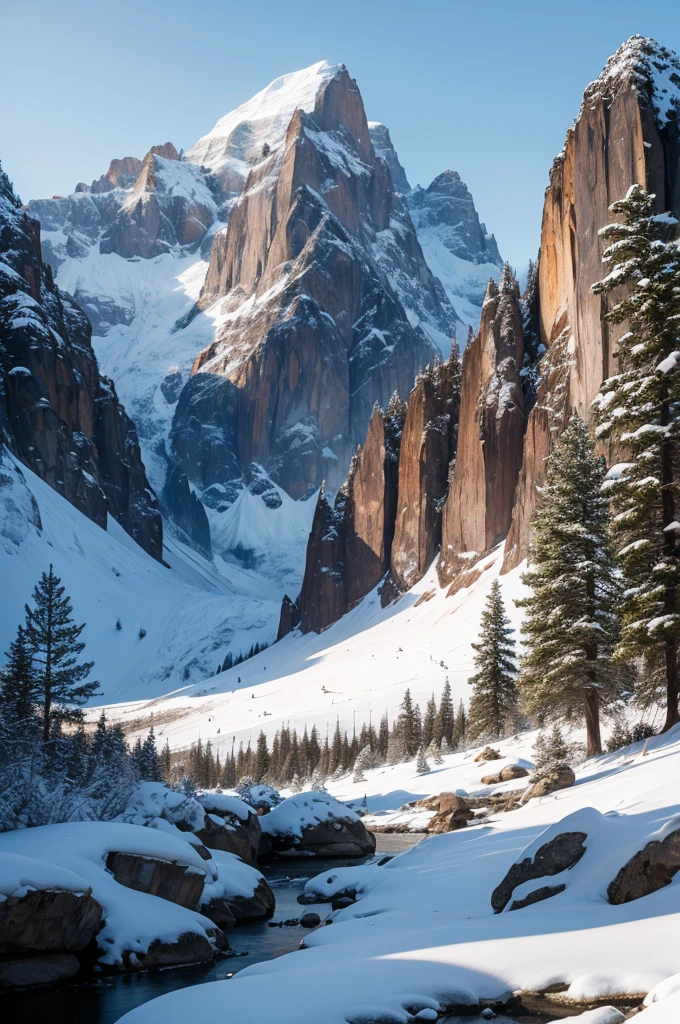 3 Lobos, mountainous rock, winter