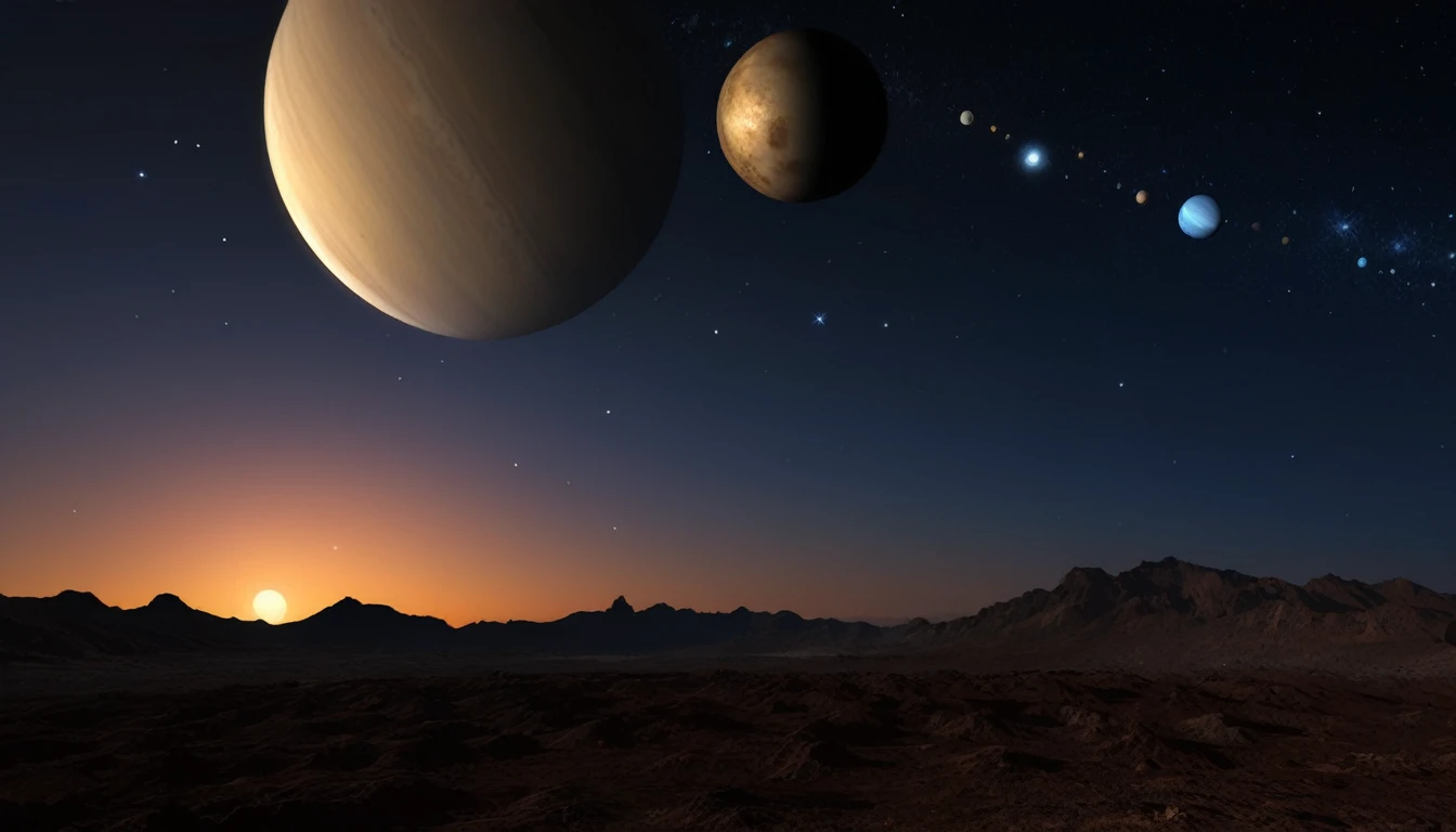 Ukulele, por Genevieve Naylor (madrugada; Planet Venus, marte, Pluto, saturn in the background); HD image
