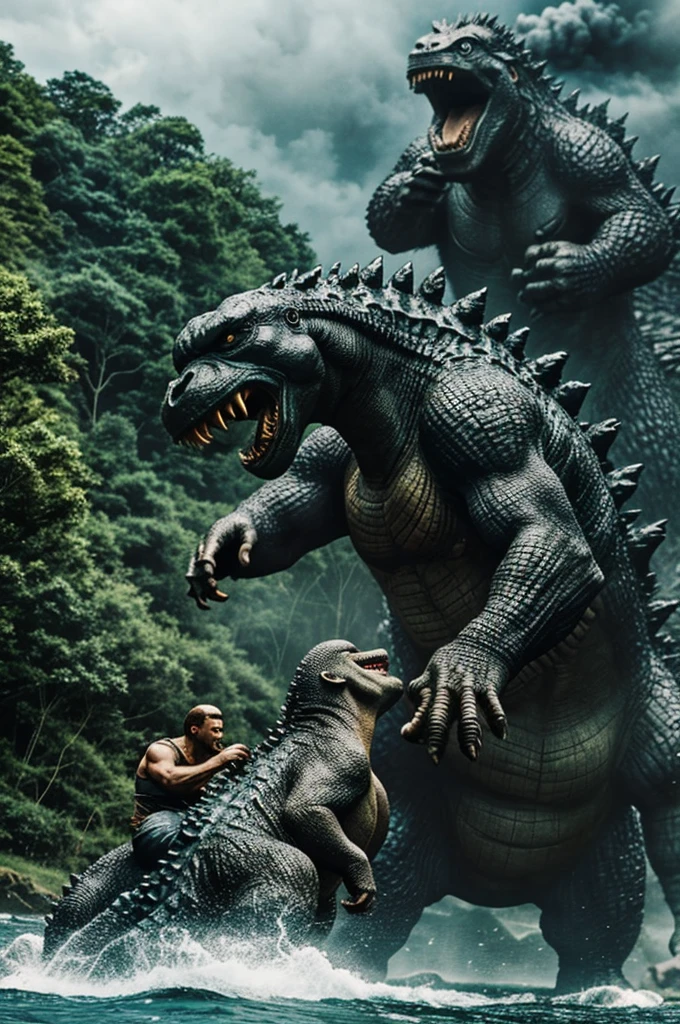 Godzilla fighting kingkong