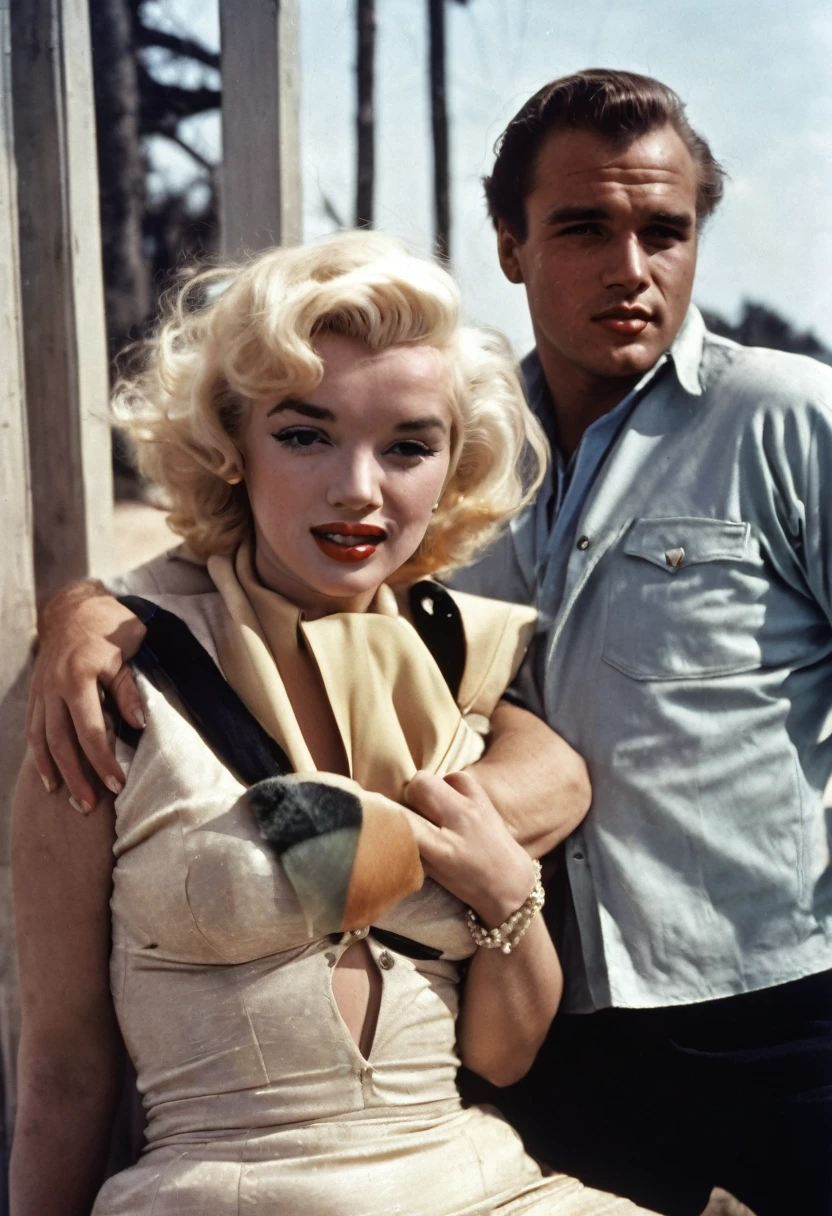 Actress Marilyn Monroe and Actor Marlon Brando as a couple