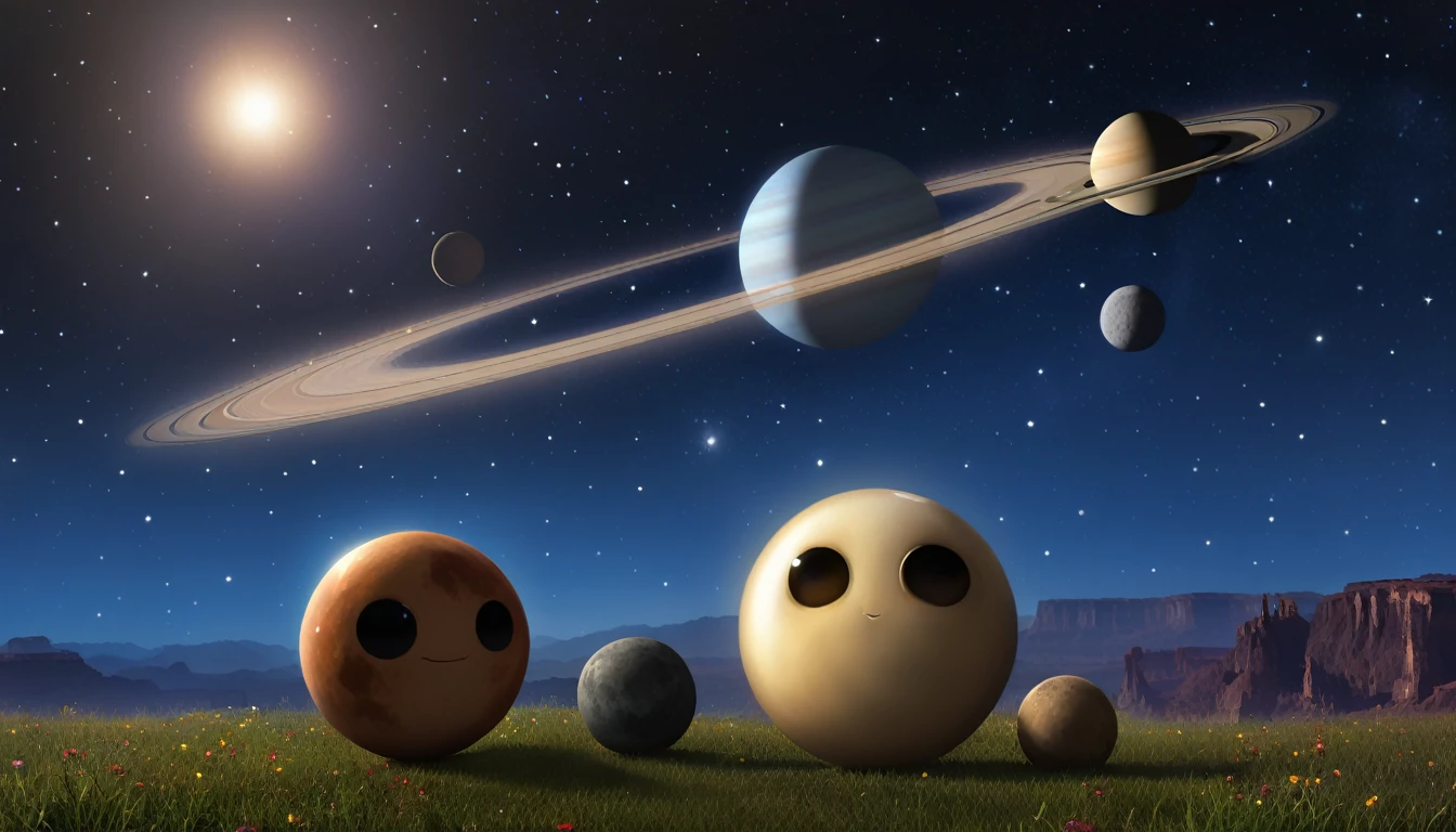Ukulele, por Genevieve Naylor (Planet Venus, marte, Pluto, saturn in the background)
